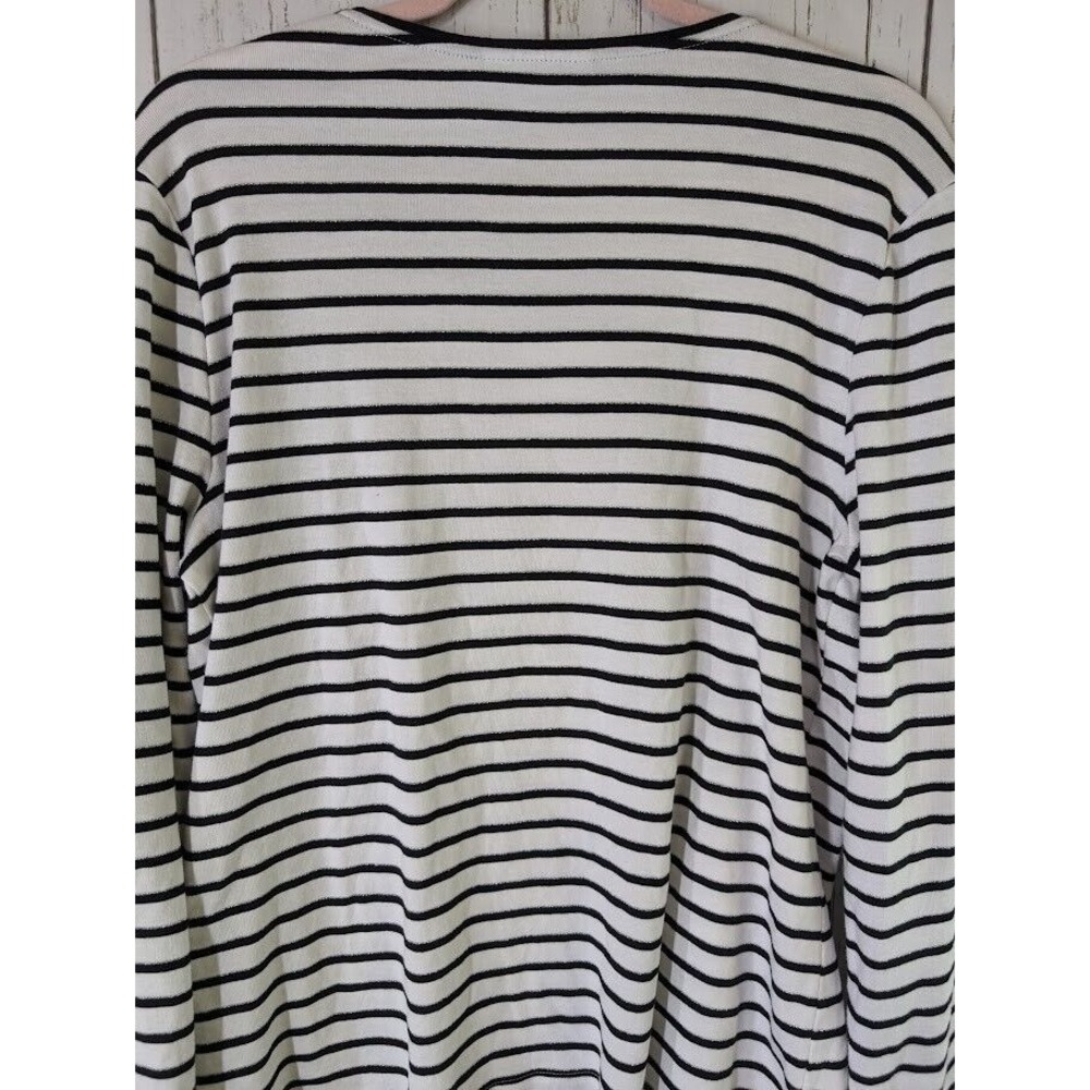 Charter Club Size XXL Black White Stripe Pima Cotton Long Sleeve Womens Top - Picture 7 of 8